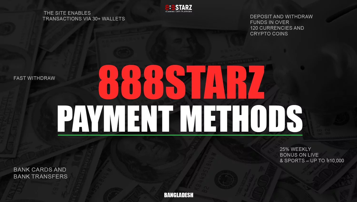 888starz offers a premium mobile application for both iOS and Android devices. Players in Bangladesh can download and benefit from its sophisticated features at no cost. However, there’s even more. If you install the app on your device, you can snag an exclusive free bet bonus for your account. The rules are straightforward: register, install the app on your smartphone, and make two consecutive deposits, each of which must be equal to or above ৳1,300. Capture screenshots of your transactions and send them via live chat. The team will then verify your information and provide you with a free bet of <strong>৳238</strong> , which can be used for sports betting, with turnover rules of 6x.